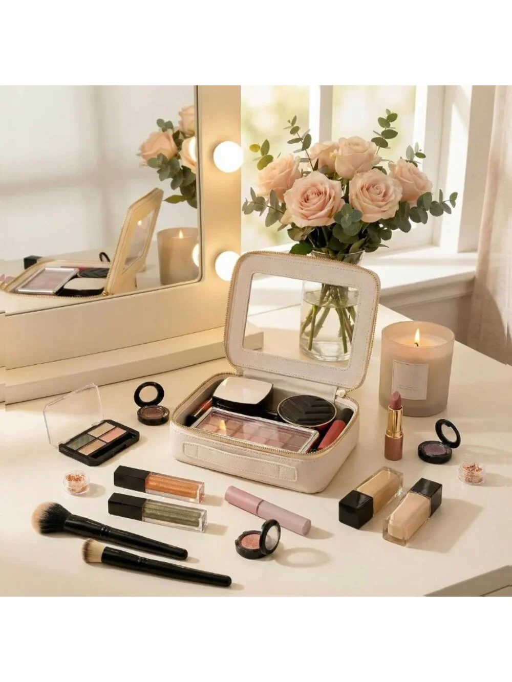 Clear Makeup Bag Organizer for Travel | Toiletry & Cosmetic Case Pouch, Medium